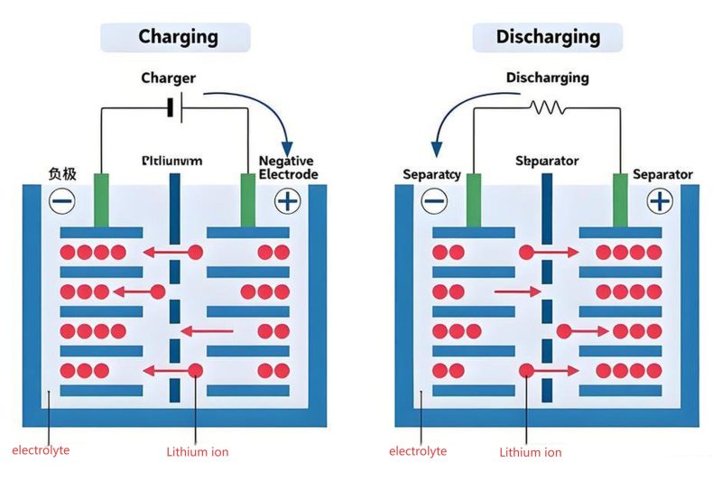 Lithium-ion battery electrochemical cell diagram