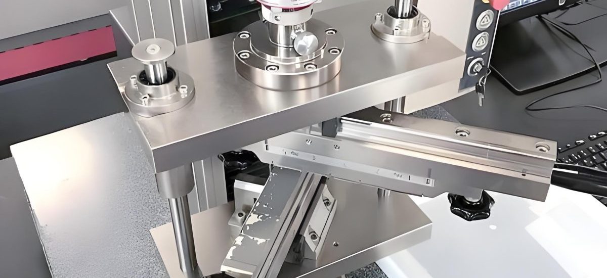 Mechanical testing equipment showing battery undergoing compression and impact tests